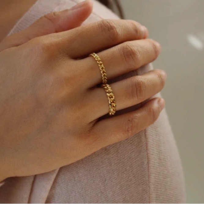 Womens Gold Roman Numeral Ring